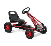 GYMAX Go-Kart a Pedali per Bambini con Sedile Regolabile con Freno e Frizione per Bambini 3-8 Anni, 98 x 59 x 61 cm (Rosso)