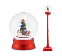 GYMAX Lampione di Natale con Luci LED, Lampada Decorativa con Palo, Globo di Neve, Babbo Natale Rotante, Ruota Panoramica Rotante, Lampada con 8 Canzoni (Stile 2)