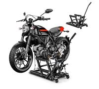 GYMAX Martinetto Idraulico per Moto, Sollevatore ATV a Cerniera con Manico Lungo, 4 Ruote, Portata 680 KG, Gamma di Sollevamento 12-38,5 cm, Cric Idraulico a Pedale per Moto, ATV (Nero)