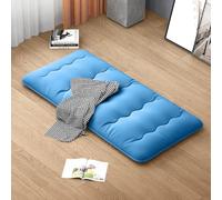 GYMAX Materasso da Pavimento, Confortevole e Morbido, con 1 Borsa Portaoggetti, 2 Fasce e 1 Copertura Antipolvere, Materasso Pieghevole (Blu,200 x 90 cm)