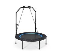 GYMAX Mini Trampolino Elastico Fitness, con 6 Supporti, 2 Cordini Elastici e Manubrio, Design Pieghevole e 4 Altezze Regolabili, Per Casa, Palestra, Blu (Blu)