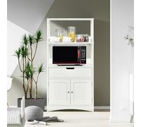 GYMAX Mobiletto da Cucina, con Cassetto e Ripiani Aperti, Mobile Armadietto Salvaspazio, per Bagno, Ingresso, Soggiorno,60 x 32 x 122 cm (Bianco)