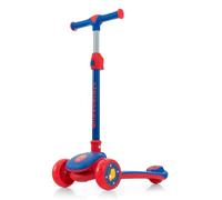 GYMAX Monopattino a 3 Ruote per Bambini, Monopattino Pieghevole con Pedana Ampia Antiscivolo, Ruote con Luci LED, Monopattino Bilanciato con Meccanismo Lean-to-Steer (Blu e Rosso)