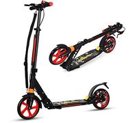 GYMAX Monopattino Spinta per Bambini 8+ Anni, Pieghevole e Portatile, Regolabile a 3 Altezze 86,5-101 cm, Manubrio con Campanello e Freno, in Alluminio, Grandi Ruote di 20 cm, Carico di 100 kg, Nero