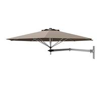 GYMAX Ombrellone da Parete a Braccio, con Testa Inclinabile e Supporto Regolabile, Ombrellone da Esterno con 8 Costole Robuste, per Balcone, Giardino, Cortile (Marrone Scuro)