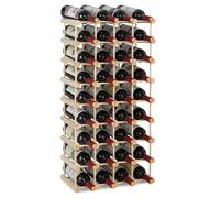 GYMAX Portabottiglie di Vino per 36 Bottiglie, Cantinetta Vino Scaffale in Legno di Pino, per Bar, Cucina, Cantina, Sala da Pranzo, 85 x 44 x 24 cm