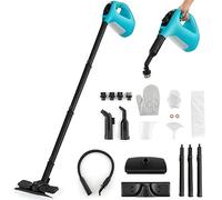 GYMAX Pulitore a Vapore Portatile, Vaporizzatore a Pressione 1400W per Pulizia, Pulitore a Vapore Multiuso con 14 Accessori per Cucina, Bagno, Pavimenti, Divani, Veicoli, Finestre (Blu)