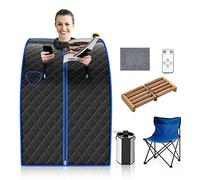 GYMAX Sauna a Vapore Domestica 1000 W, 3L, con Timer e Telecomando, Design Pieghevole e Temperatura Regolabile, Portatile e Ideale per Casa, 87 x 78 x 101 cm (nero)