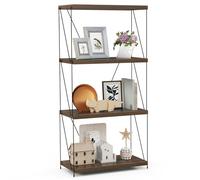 GYMAX Scaffale Aperto a 2/3/4/5 Ripiani, Scaffale con Telaio Metallico Resistente, Scaffalatura in Stile Industriale, Scaffale Salvaspazio per Camera da Letto, Soggiorno, Studio (61 x 29,5 x 105 cm)