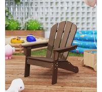 GYMAX Sedia Adirondack per Bambini da Giardino, Sedia per il Tempo Libero in HDPE con Ampio Sedile, Schienale e Braccioli, Angolo di Elevazione di 105°, Poltrona Esterno per Bambini 3-8 Anni (Marrone)