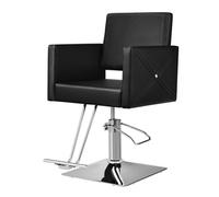 GYMAX Sedia da Salone per Parrucchiere, Sedia da Barbiere, Pompa Idraulica, Rotazione 360°, Attrezzatura per Salone di Bellezza Elegante per Donne Uomini, Portata 150 kg, 79 x 63,5 x 94,5-110 cm, Nero