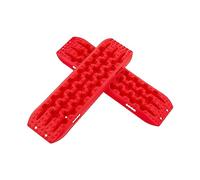 GYMAX Set di 2 Tappetini di Trazione, Piastra di Rilascio Contro Sabbia, Fango, Neve, Carico di 10 Tonnellate, per Veicoli Pesanti, Camper, Auto, Camion (107 x 31 x 7 cm, ROSSO)