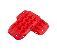 GYMAX Set di 2 Tappetini di Trazione, Piastra di Rilascio Contro Sabbia, Fango, Neve, Carico di 10 Tonnellate, per Veicoli Pesanti, Camper, Auto, Camion (58 x 31 x 6 cm, ROSSO)