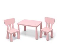GYMAX Set Tavolino per Bambini con 2 Sedie di Plastica, Tavolino e Sedia per bambini, per Mangiare, Leggere, Dipingere, Adatto a 1-7 Anni (Rosa)