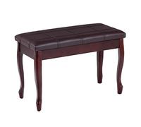 GYMAX Sgabello/Panca per Pianoforte/Tastiera, Panchetta in Pelle PU, Ampio Scomparto per Libri, Cuscinetto Sedile Imbottito, Gambe Legno Massiccio, Moderno ed Elegante (2, Brown)