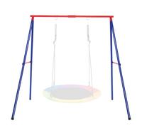 GYMAX Supporto per Altalena in Ferro, Carico di 200 kg, per Bambini Singola, con 3 Ganci da Appeso, 195x181x184 cm (4-Rosso)