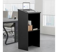 GYMAX Supporto per Podio 58x40x116,5 cm, Piano Inclinato e Fermabordo, Pulpiti per Chiese, Doppi Fori per Cavi, Leggio da Terra per Oratori, Sale Riunioni, Scuole, Seminario, Aula, Ufficio, Conferenza