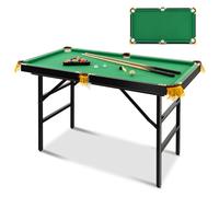 GYMAX Tavolo da Biliardo Portatile, Mini Tavolo da Gioco con Gambe Pieghevoli, Set da Sala Giochi Interno con 16 Palline, 2 Stecche, 2 Gessetti, Triangolo per Bambini e Adulti, Blu/Verde (Verde)