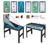 GYMAX Tavolo da Gioco 14-in-1, Combo Tavolo da Gioco con Basket, Biliardo, Calcetto, Ping Pong, Hockey, Shuffleboard, Bowling, Scacchi, Dama, Backgammon, Tris per Feste, Sala Giochi