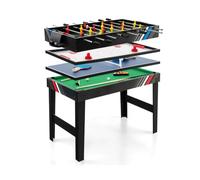 GYMAX Tavolo Multigioco 4 in 1 con Calcio Balilla, Biliardino Professionale
