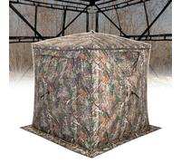 GYMAX Tenda da Caccia, Tenda Portatile e Pieghevole per 2-3 Persone con Vista a 270 Gradi, 8 Robusti Picchetti per Terreni, 4 Corde di Ancoraggio, Sacca Portaoggetti, 147 x 147 x 168 cm