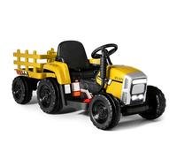 GYMAX Trattore Elettrico per Bambini con Telecomando, Giocattolo Cavalcabile con Funzione di Luce, Musica e Bluetooth, 6 Ruote Antiscivolo, 136 x 51 x 52 cm (Giallo)