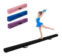 GYMAX Trave da Ginnastica in Legno di Pino e EPE con Manico, Cuscinetti Antiscivolo, Trave di Equilibrio da Pavimento Pieghevole, Ideale per Esercizi a Casa o in Palestra, 210 x 10 x 6,5 cm (Nero)