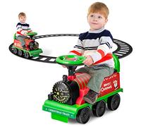 GYMAX Treno Elettrico per Bambini, Trenino Giocattolo con Set di Rotaie da 16 Pezzi, Luce, Musica e Spazio di Archiviazione, per Bambini da 3 Anni, Carico Massimo 25 kg (Verde)