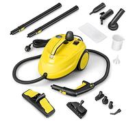 GYMAX Versatile Pulitore a Vapore da 2000W, Macchina per Pulizia, Pulitore a Vapore con Serbatoio da 1,8L con 13 Accessori e Manometri, per Pavimenti Tappeti Tende, Giallo, 36,5x27x24,5 cm