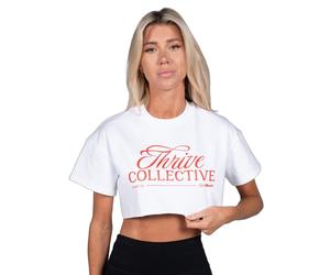 GymBeam Crop top donna oversize in cotone Thrive bianco a manica corta