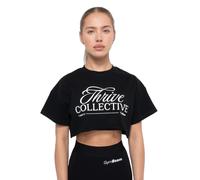 GymBeam Crop top donna oversize in cotone Thrive nero a manica corta 1