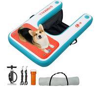 GYMMALL Piattaforma Gonfiabile per Cani Blu 82x120cm, Rampa per Acqua per Barche, Piscine, Laghi e Mare, Piattaforma Galleggiante Antiscivolo per Cani fino a 90kg, Rampa in EVA con Scala per Cani