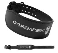 Gymreapers Cintura in pelle per sollevamento pesi per bodybuilding, squat, supporto lombare e mal di schiena, in vera pelle, con fibbia regolabile, per uomo e donna (L)