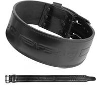 Gymreapers Cintura per sollevamento pesi, 6 mm, in vera pelle, doppia punta, resistente, larga 10,2 cm, supporto per la schiena forte e stabilizzante, per stacchi da terra, squat, powerlifting (nero,