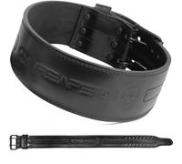 Gymreapers Cintura per sollevamento pesi, 6 mm, in vera pelle, doppia punta, resistente, larga 10,2 cm, supporto per la schiena forte e stabilizzante, per stacchi, squat, powerlifting (nero, taglia