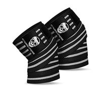 Gymreapers Fasce per ginocchia (coppia) con cinghie per squat, sollevamento pesi, powerlifting, leg press e cross training - Fasce per ginocchia flessibili da 72" per squat (bianco)