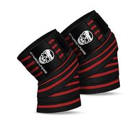 Gymreapers Fasce per ginocchia (coppia) con cinghie per squat, sollevamento pesi, powerlifting, leg press e cross training - Fasce per ginocchia flessibili da 72" per squat (rosso)