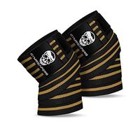 Gymreapers Fasce per ginocchia (coppia) con cinturino per squat, sollevamento pesi, powerlifting, leg press e allenamento incrociato - Fasce per ginocchia flessibili da 72" per squat (Desert Tan)