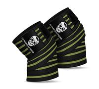 Gymreapers Fasce per ginocchia (coppia) con cinturino per squat, sollevamento pesi, powerlifting, leg press e allenamento incrociato - Fasce per ginocchia flessibili da 72" per squat (verde militare)