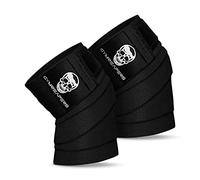 Gymreapers Fasce per ginocchia (coppia) con cinturino per squat, sollevamento pesi, powerlifting, leg press e allenamento incrociato - Fasce per ginocchia flessibili da 72" per squat (nero)