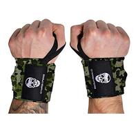 Gymreapers Fasce per Polso per Sollevamento Pesi (Grado da Competizione) Supporto per Polso di Qualità Professionale da 18" con Passante per Pollice Resistente - (Camo, 18")