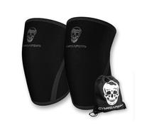 Gymreapers Ginocchiere (1 paio) con borsa da palestra, approvate IPF, supporto a compressione per squat, sollevamento pesi e powerlifting, 7 mm, in neoprene, colore: nero/nero, taglia L