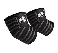 Gymreapers Gomiti per sollevamento pesi (1 paio) - Cinghia flessibile di compressione del gomito da 102 cm e tutore per il supporto delle articolazioni, per panca e sollevamento pesi (grigio)