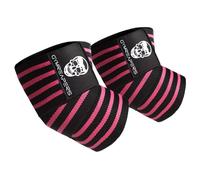 Gymreapers Gomitiere per sollevamento pesi (1 paio) - Flessibile 101,2 cm di compressione del gomito e tutore di supporto articolare - per distensione, powerlifting e pressatura (rosa)