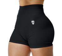 Gymreapers Infinity Pantaloncini da allenamento senza cuciture a vita alta Pantaloncini da motociclista per le donne atletica palestra corsa pilates yoga sport corti, nero, XS