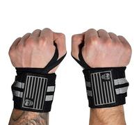 Gymreapers Polsiere per sollevamento pesi (grado competizione), 45,7 cm, supporto per polso di qualità professionale con anello per pollice resistente, per allenamento della forza, bodybuilding