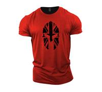 Gymtier Casque Spartan, pour homme avec bandiera del Regno Unito, pour palestre, musculation, allenamento, sollevamento pesi, rosso, L