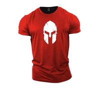 GYMTIER - Maglietta da uomo per bodybuilding, casco Spartan Rosso XXL