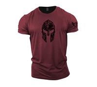 GYMTIER - Maglietta da uomo per bodybuilding, sollevamento pesi e allenamento, motivo: elmo spartano, Bordeaux, XL
