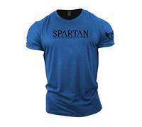 GYMTIER - Maglietta da uomo SPARTAN per bodybuilding, sollevamento pesi e allenamento strongman, Blu reale, M